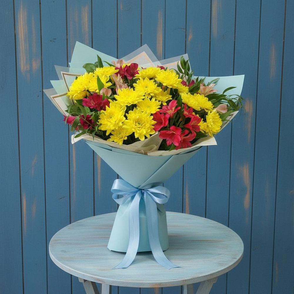 Букет цветов из: Альстромерии и Хризантемы в Озерах
