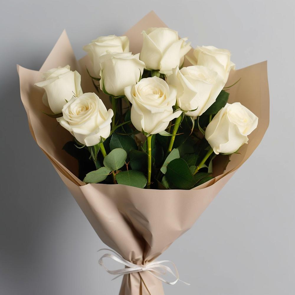 Букет 9 Белых роз Эдлесс Лав в Озерах