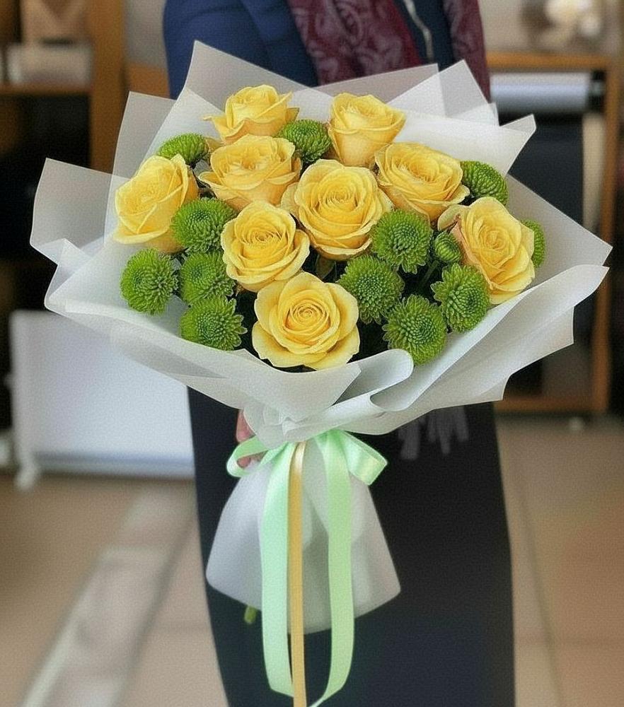 Букет цветов из: Хризантемы и Розы в Озерах