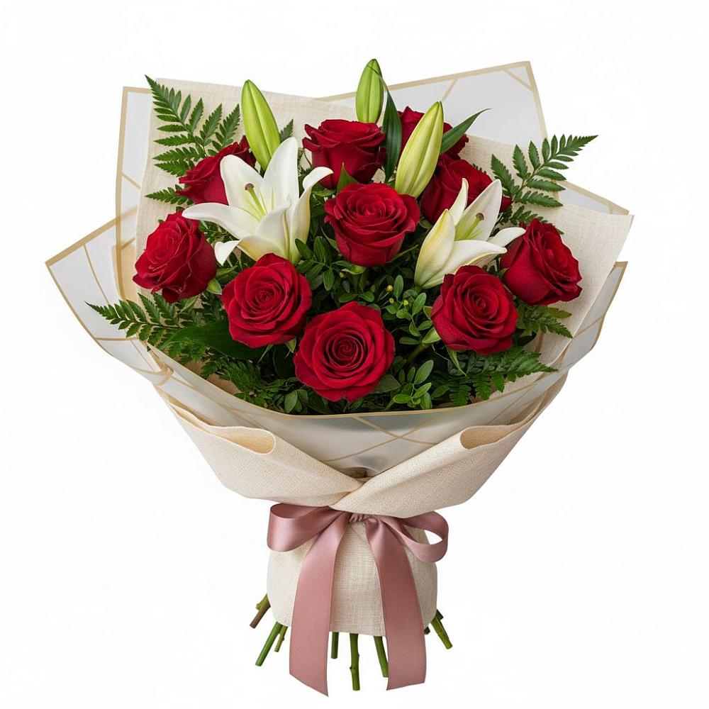 Букет цветов из: Лилии и Розы в Озерах