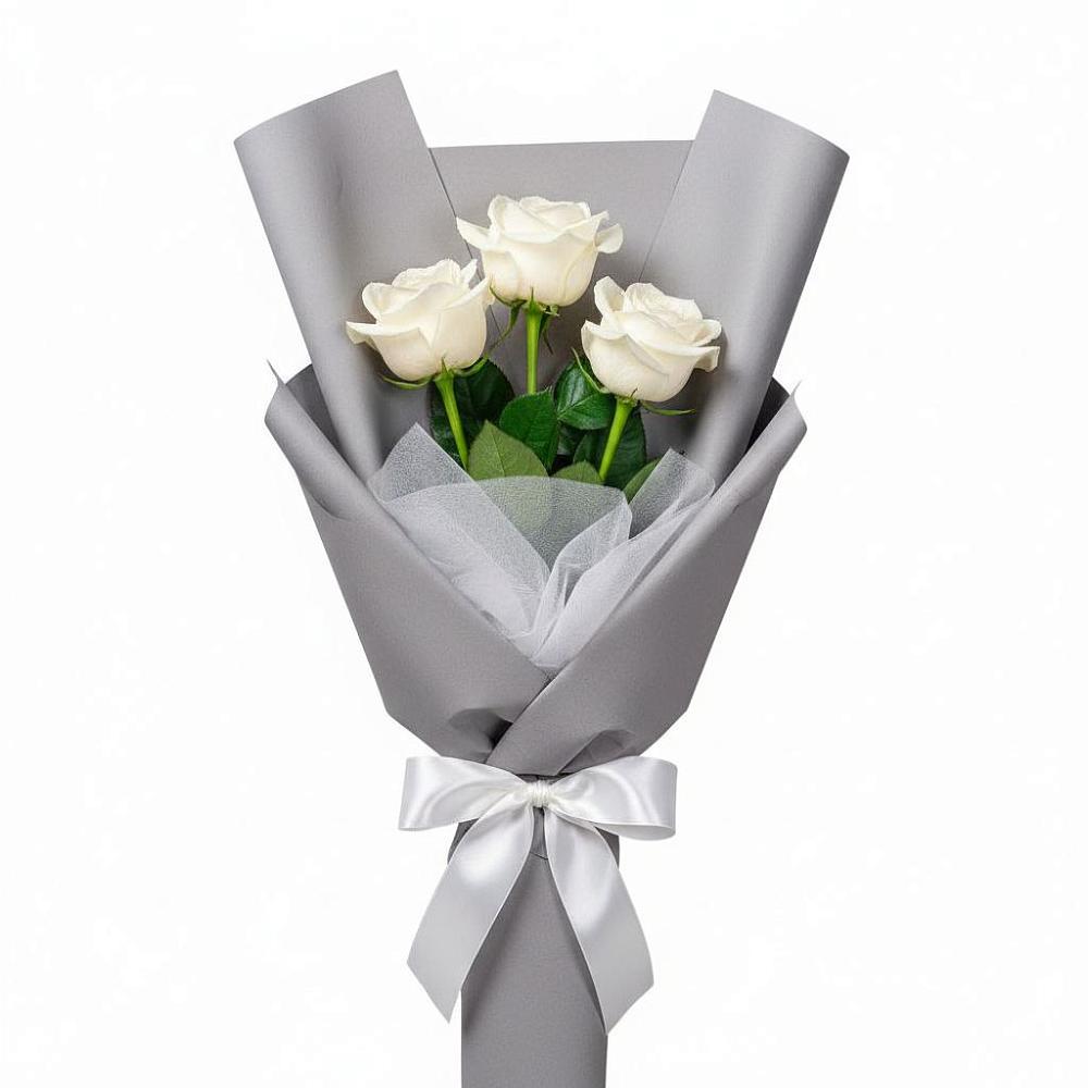 Букет 3 белые розы в Озерах