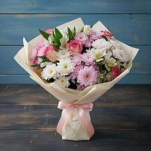 Букет цветов из:  Хризантемы, Альстромерии и Розы в Озерах