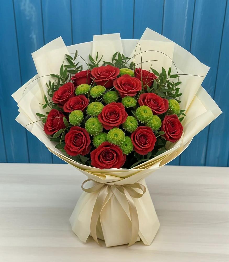 Букет цветов из: Розы и Хризантемы в Озерах